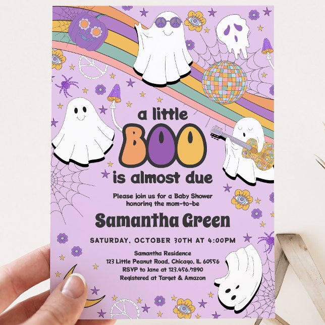 Invitation Fête Groovy Little Boo pour la naissance de bébé (Créateur téléchargé)