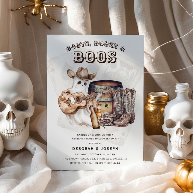 Invitation Fête Halloween Boots, Booze & Boos Western (Créateur téléchargé)