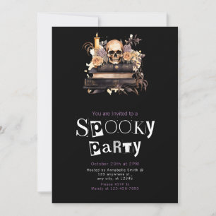 Invitation Fête Halloween épouvantable Crâne et Roses