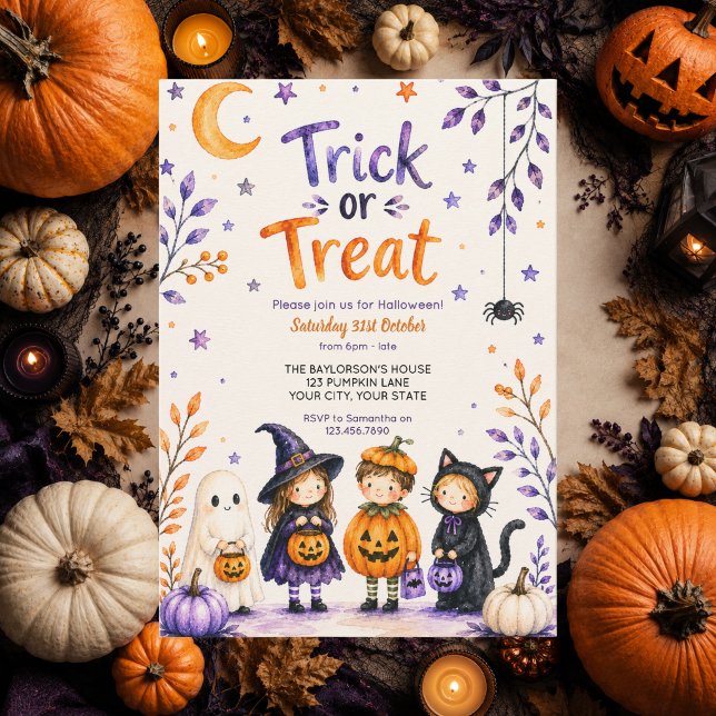 Invitation Fête Halloween Fantôme Amusant et Mignon "Trick or (Créateur téléchargé)