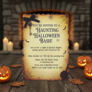 Invitation Fête Halloween gothique et hantée de l'apothicaire