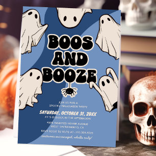 Invitation Fête Halloween Rétro Fantômes et Boissons