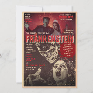 Invitation Fête Halloween Rétro Frankenstein Epouvante