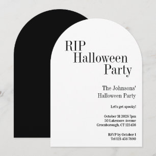 Invitation Fête Halloween RIP noir et blanc
