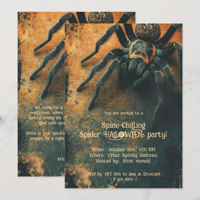 Invitation 🕷️ Fête HALLOWEEN Spider Chilling (Devant / Derrière)