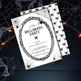 Invitation Fête Halloween Toile d'Araignée Gothique Vintage