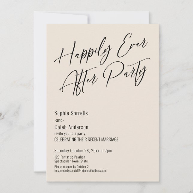 Invitation Fête "Happily Ever After" Élégance Moderne Crème (Devant)