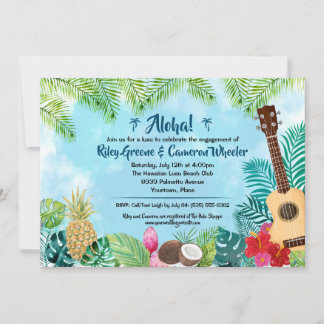 Invitation Fête Hawaïenne Luau à l'aquarelle