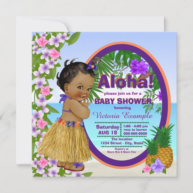 Invitation Fête Hawaïenne Tropicale Luau Bébé Shower (Devant)