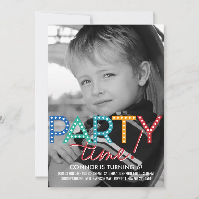 Invitation Fête Heure Photo Anniversaire (Devant)