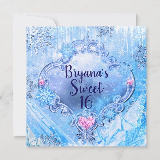 Invitation Fête hivernale de merveilles de glace et de flocon (Devant)