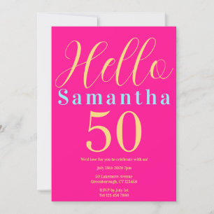 Invitation Fête Hot Pink 50e anniversaire