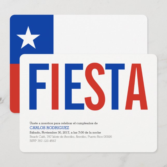 Invitation Fête: Invitations: Chili: Drapeau Chilien (Devant / Derrière)