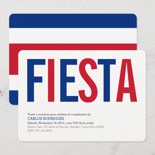 Invitation Fête: Invitations: Costa Rica: Drapeau du Costa Ri (Devant / Derrière)