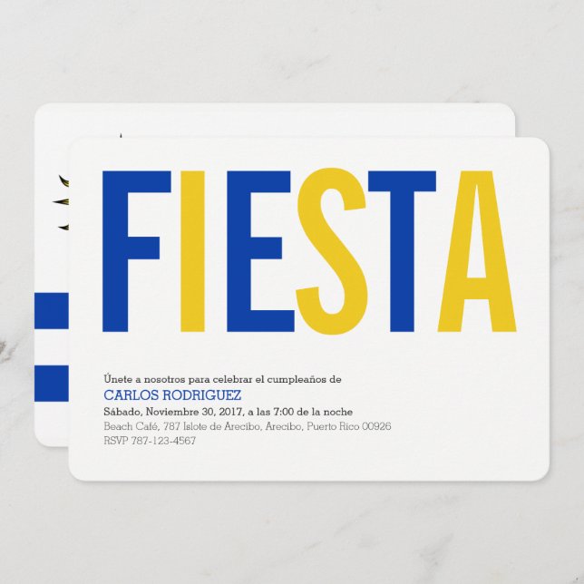 Invitation Fête :Invitations: Uruguay : Drapeau uruguayen (Devant / Derrière)