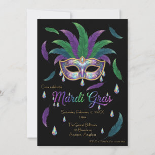 Invitation Fête iridescente de Mardi Gras
