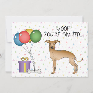 Invitation Fête Italien Greyhound Cute Cartoon Chien Annivers
