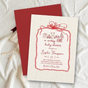 Invitation Fête joyeuse et fantaisiste avec un ruban rouge ra
