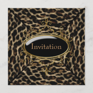 Invitation Fête Léopard d'Or Noir