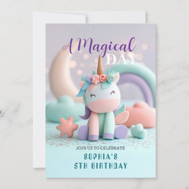 Invitation Fête Licorne Fantaisiste (Devant)