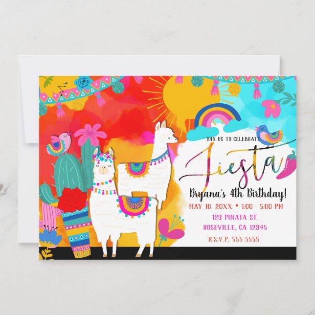 Invitation Fête Llama Cinco De Mayo Fête d'anniversaire (Devant)