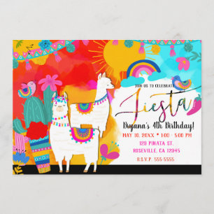 Invitation Fête Llama Cinco De Mayo Fête d'anniversaire