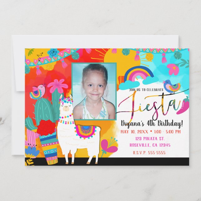 Invitation Fête Llama Cinco De Mayo Photo d'anniversaire (Devant)
