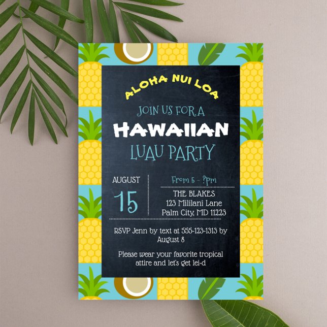 Invitation Fête Luau Tropical Hawaïen (Créateur téléchargé)