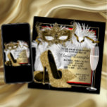 Invitation Fête Mascarade rouge et or<br><div class="desc">L'élégante invitation à la mascarade d'anniversaire rouge et or de la femme avec de belles chaussures à talon haute parties scintillant d'or et un élégant et orné masque mascarade or et verre de champagne sur un joli arrière - plan rouge, noir et or.. Cette invitation à la mascarade rouge, noir...</div>