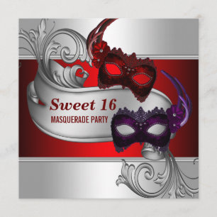Invitation Fête Masquée des 16 ans de Sweet Red