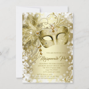 Invitation Fête Masquée d'Or