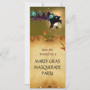 Invitation FÊTE MASQUÉE DU MARDI GRAS, Jaune rouge
