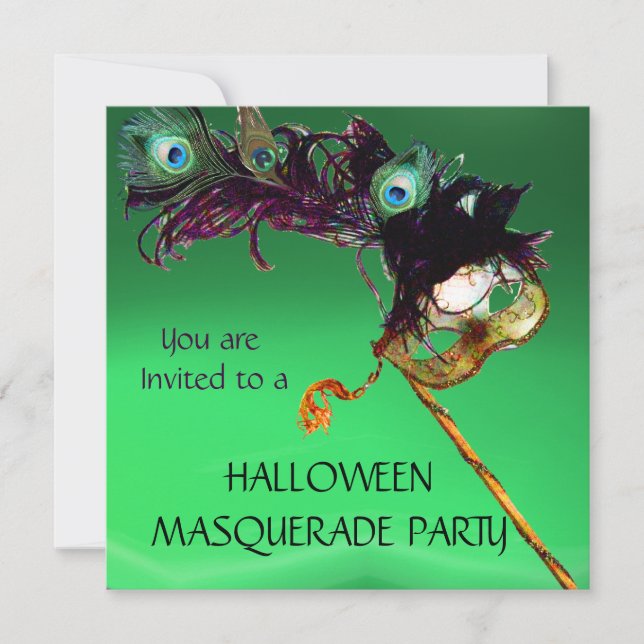 Invitation FÊTE MASQUÉE ÉMERAUDE, Vert Orange (Devant)