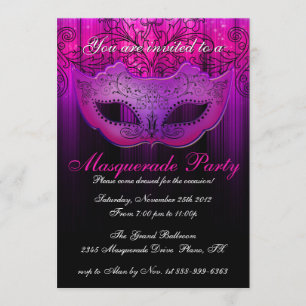Invitation fête masquée rose et violet