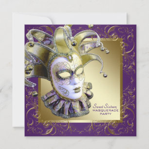Invitation Fête Masquée Sweet Sixteen Or Rose Gold