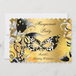 Invitation Fête Masquerade Anniversaire Masque Wild Mask Blac