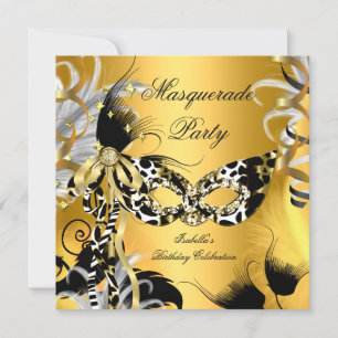 Invitation Fête Masquerade Anniversaire Masque Wild Mask Blac