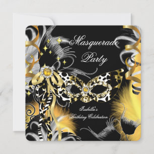 Invitation Fête Masquerade Anniversaire Masque Wild Mask Blac