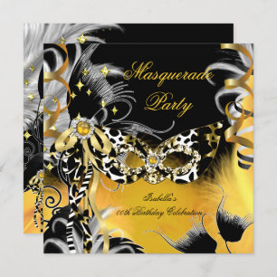 Invitation Fête Masquerade Anniversaire Masque Wild Mask Blac