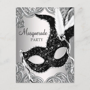 Invitation Fête Masquerade des masques d'argent et de masque 