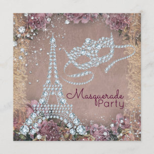 Invitation Fête Masquerade vintage Paris