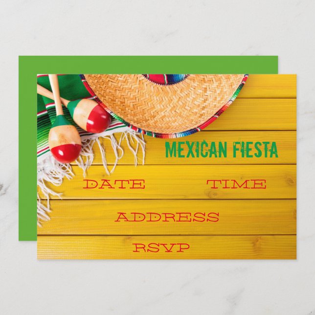 Invitation Fête mexicaine à thème Fiesta (Devant / Derrière)
