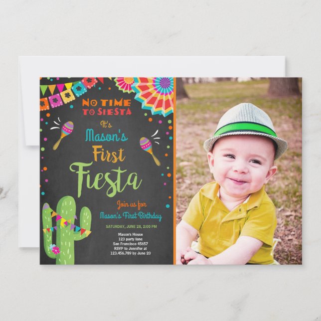 Invitation Fête mexicaine Anniversaire Cactus Boy (Devant)