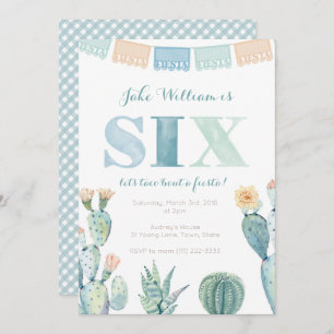Invitation Fête mexicaine Cactus 6e fête d'anniversaire