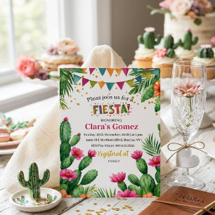 Invitation Fête Mexicaine Cactus Floraux Colorés pour une Mar