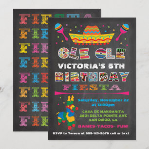 Invitation Fête mexicaine Chalkboard Anniversaire