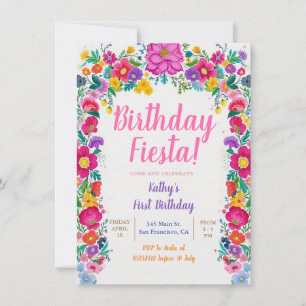 Invitation Fête mexicaine colorée Fleur Fiesta 1er anniversai