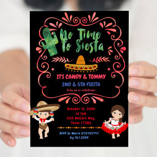 Invitation Fête mexicaine de cactus frère jumelé