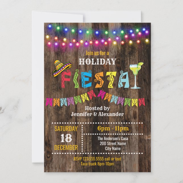 Invitation Fête mexicaine de Holiday Fiesta (Devant)