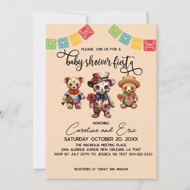 Invitation Fête mexicaine du Baby shower mort Fiesta (Devant)